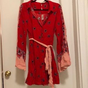 Free People Red Floral Dress